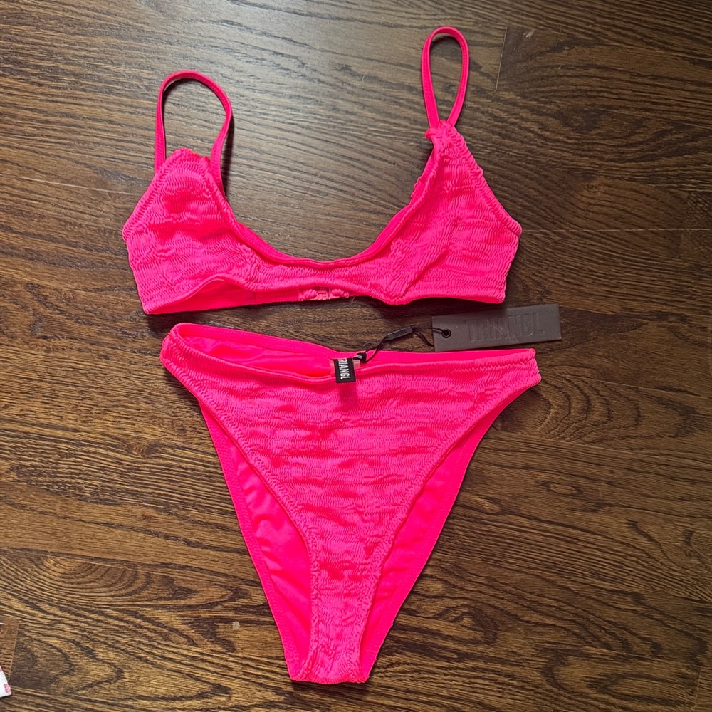 Women’s Maia Triangl Pink Bikini Top and Bottom- Medium Top and Large Bottoms